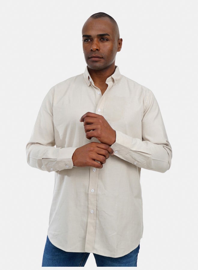 FIRE WOOD FireWood Long Sleeve Shirt  For Men- Beige - Image 3